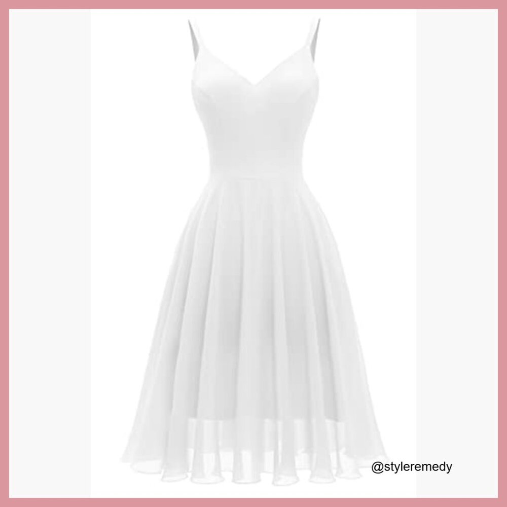 Polyester Spandex Spaghetti Strap Swing Dress Cas… - image 2